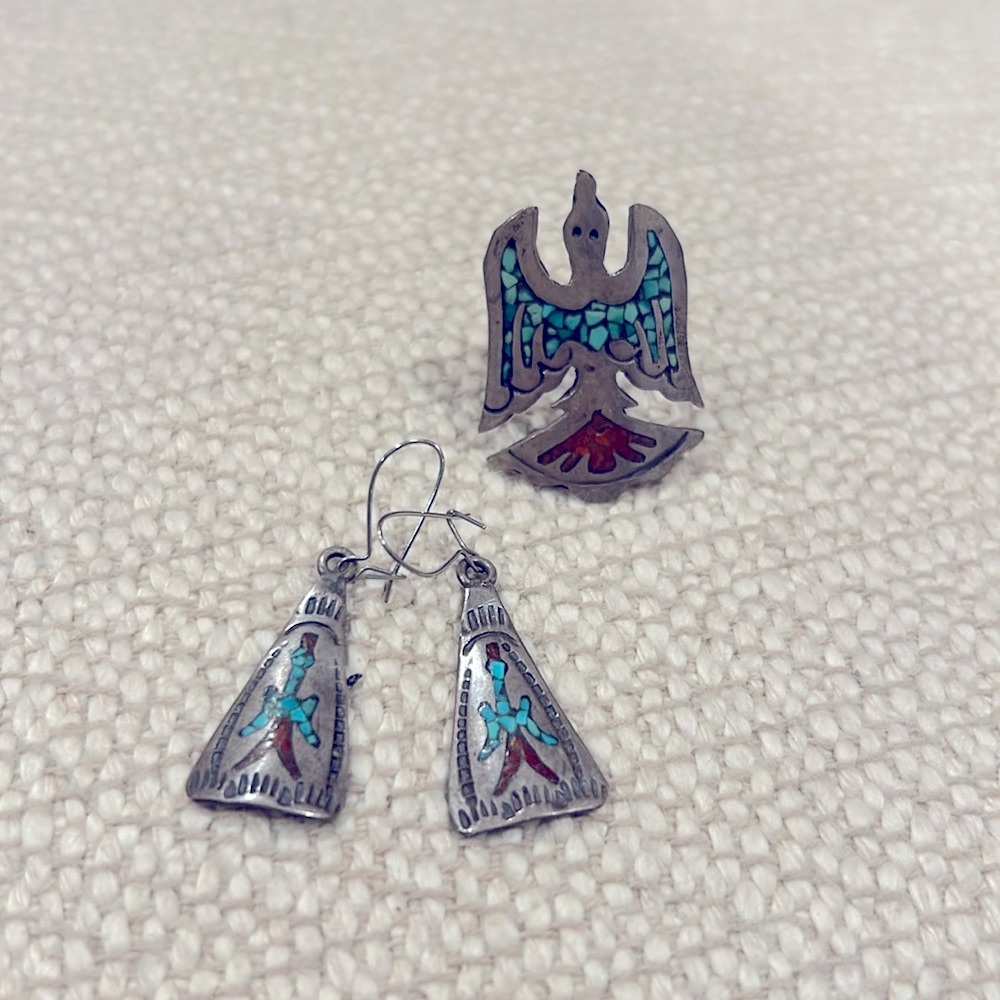 Sterling silver and Turquoise 1960/70 era ring/earrings